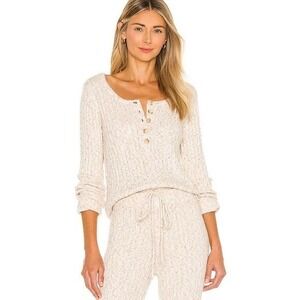 NWT‎ Heartloom Womens Lilah Henley Pullover Sweater in Oat Size L Minimalist